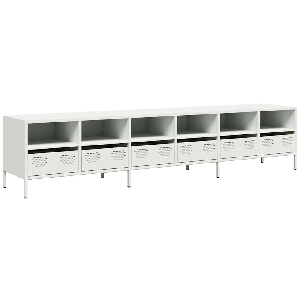 vidaXL Dulap TV, alb, 202x39x43,5 cm, oțel laminat la rece vidaXL Dulap TV, alb, 202x39x43,5 cm, oțel laminat la rece