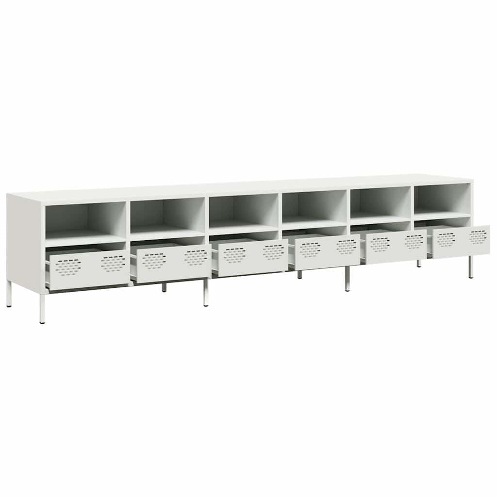 vidaXL Dulap TV, alb, 202x39x43,5 cm, oțel laminat la rece vidaXL Dulap TV, alb, 202x39x43,5 cm, oțel laminat la rece