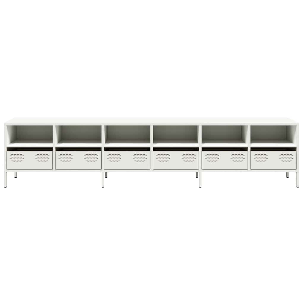 vidaXL Dulap TV, alb, 202x39x43,5 cm, oțel laminat la rece vidaXL Dulap TV, alb, 202x39x43,5 cm, oțel laminat la rece