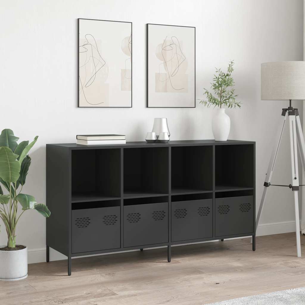 vidaXL Dulap, negru, 135x39x73,5 cm, oțel laminat la rece