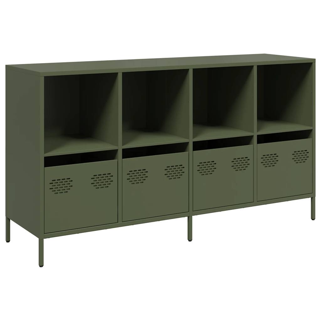vidaXL Dulap, verde măsliniu, 135x39x73,5 cm, oțel laminat la rece