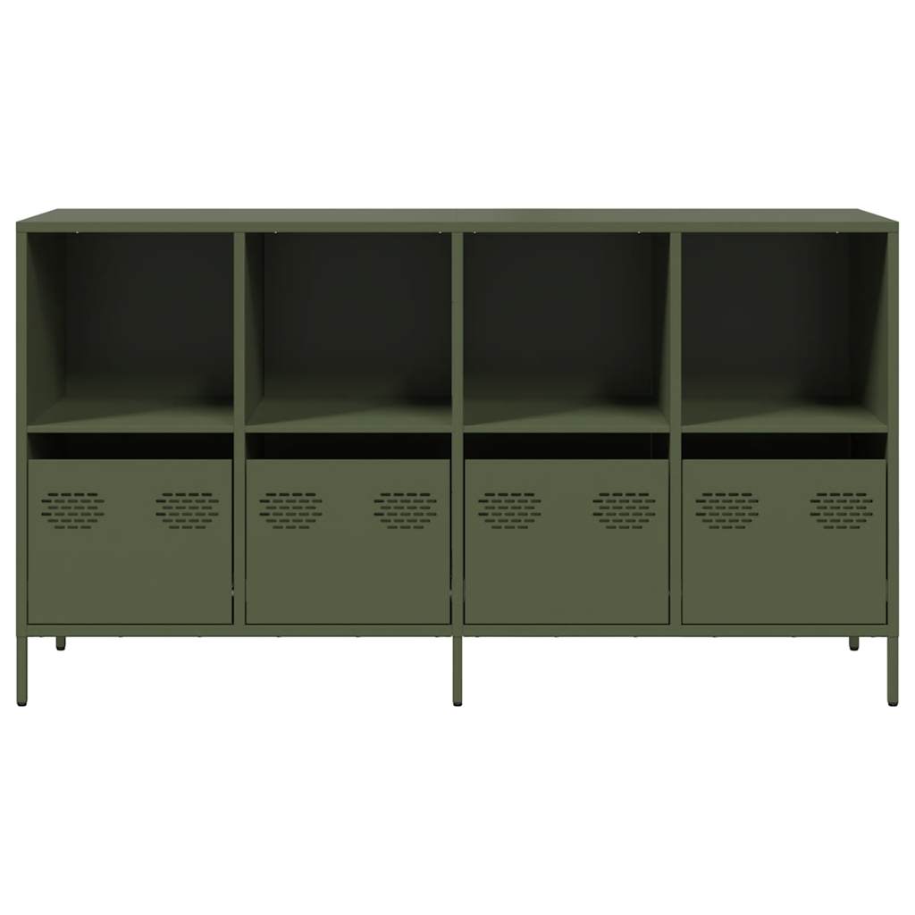 vidaXL Dulap, verde măsliniu, 135x39x73,5 cm, oțel laminat la rece