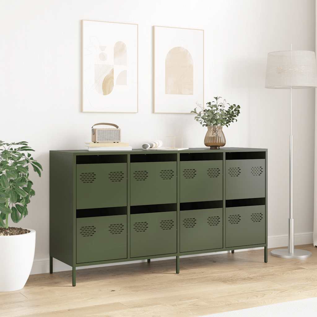 vidaXL Dulap, verde măsliniu, 135x39x73,5 cm, oțel laminat la rece