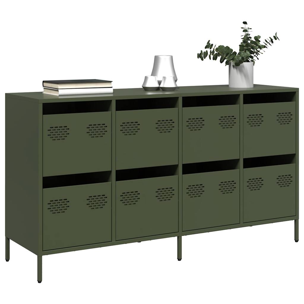 vidaXL Dulap, verde măsliniu, 135x39x73,5 cm, oțel laminat la rece