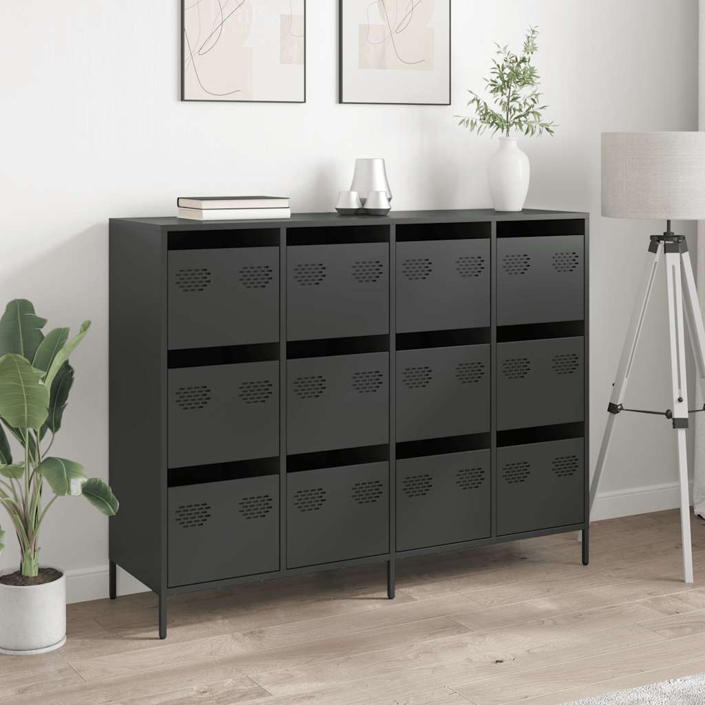 vidaXL Dulap, negru, 135x39x103,5 cm, oțel laminat la rece