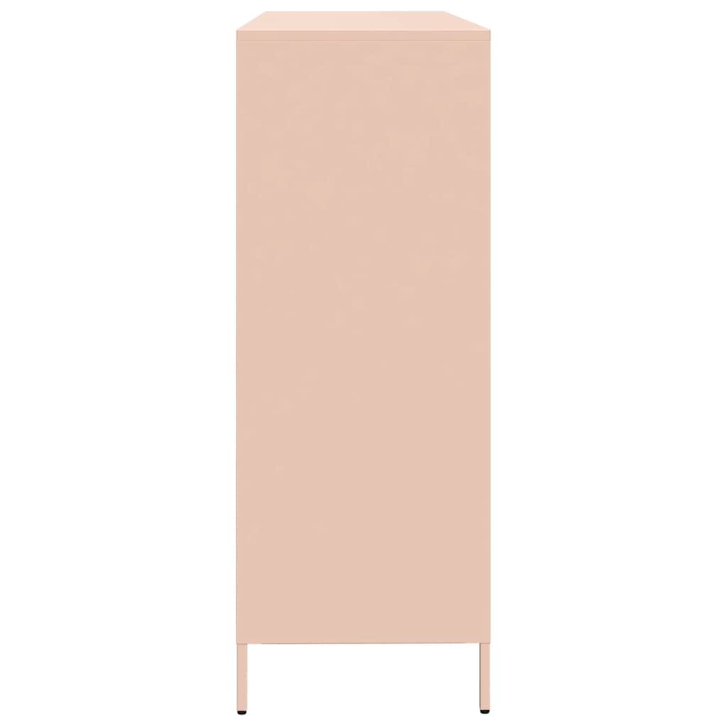 vidaXL Dulap, roz, 135x39x103,5 cm, oțel laminat la rece