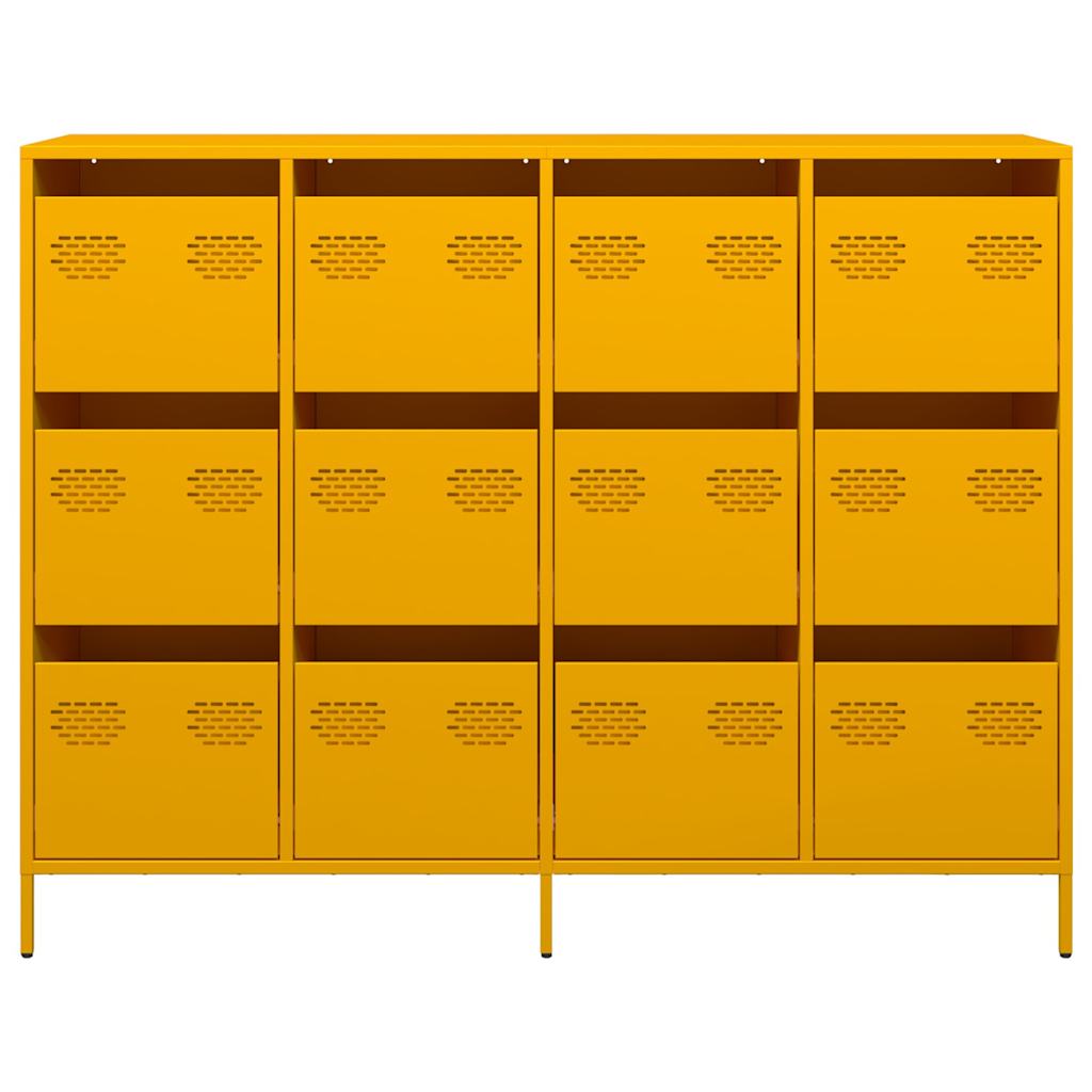 vidaXL Dulap, galben muștar, 135x39x103,5 cm, oțel laminat la rece vidaXL Dulap, galben muștar, 135x39x103,5 cm, oțel laminat la rece