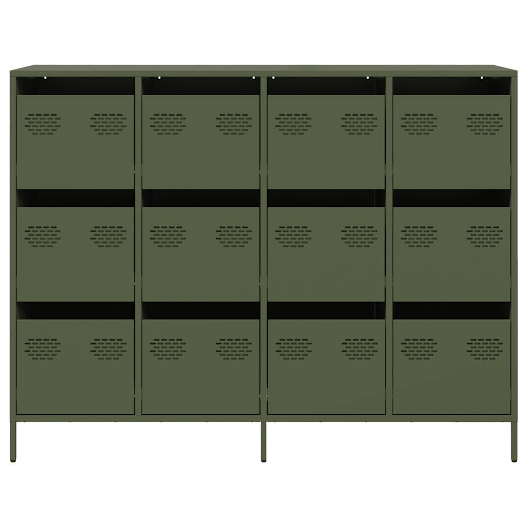 vidaXL Dulap, verde măsliniu, 135x39x103,5 cm, oțel laminat la rece