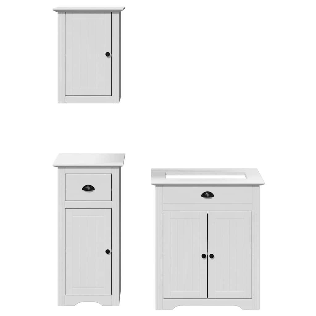 vidaXL Set mobilier baie, 3 piese, „BODO”, alb, lemn masiv de pin vidaXL Set mobilier baie, 3 piese, „BODO”, alb, lemn masiv de pin