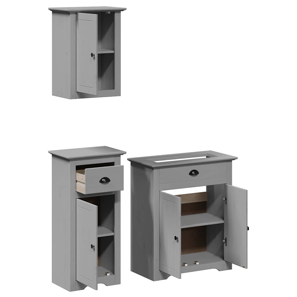 vidaXL Set de mobilier de baie din 3 piese lemn masiv de pin gri vidaXL Set de mobilier de baie din 3 piese lemn masiv de pin gri