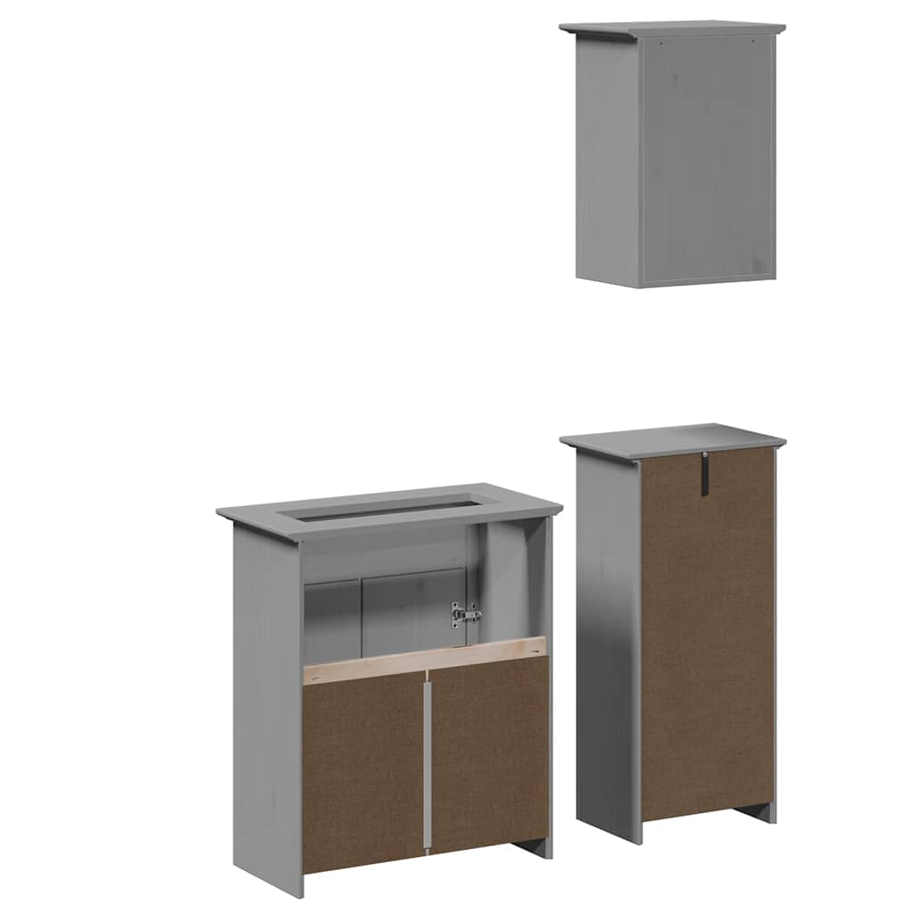 vidaXL Set de mobilier de baie din 3 piese lemn masiv de pin gri vidaXL Set de mobilier de baie din 3 piese lemn masiv de pin gri