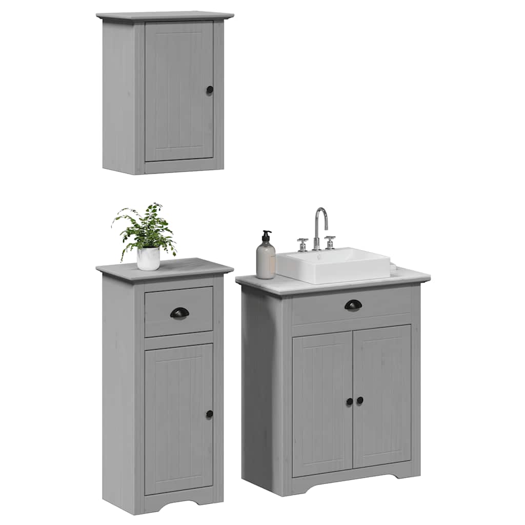 vidaXL Set de mobilier de baie din 3 piese lemn masiv de pin gri vidaXL Set de mobilier de baie din 3 piese lemn masiv de pin gri