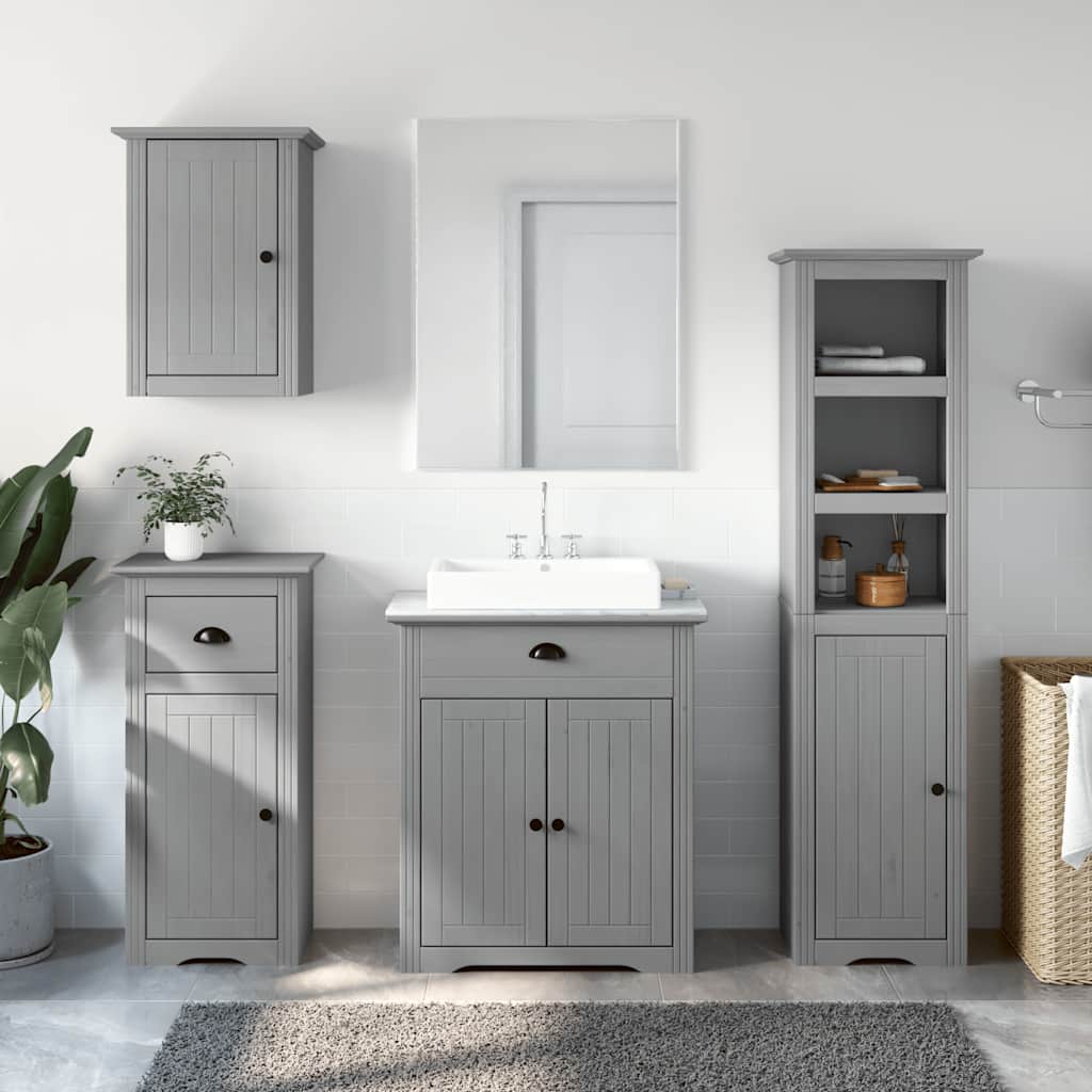 vidaXL Set de mobilier de baie din 4 piese lemn masiv de pin gri vidaXL Set de mobilier de baie din 4 piese lemn masiv de pin gri