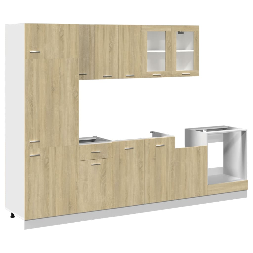 vidaXL Set dulap de bucătărie “Lyon”, 8 piese, stejar sonoma vidaXL Set dulap de bucătărie “Lyon”, 8 piese, stejar sonoma