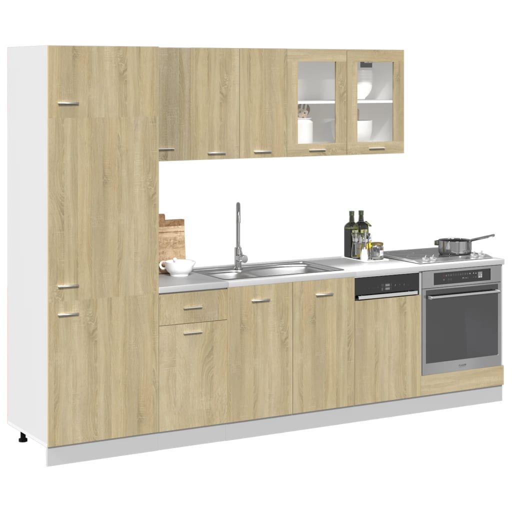 vidaXL Set dulap de bucătărie “Lyon”, 8 piese, stejar sonoma vidaXL Set dulap de bucătărie “Lyon”, 8 piese, stejar sonoma
