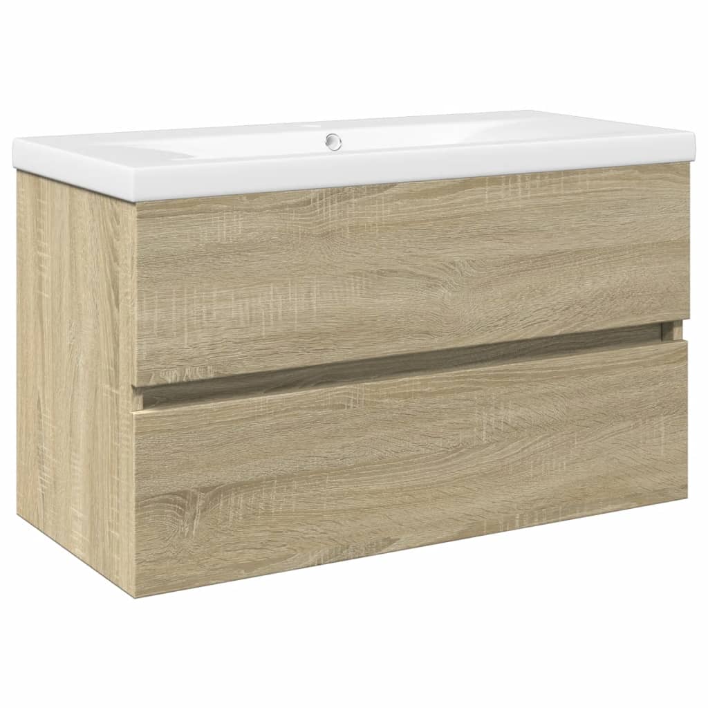 vidaXL Set mobilier de baie, 2 piese, ceramică și lemn prelucrat vidaXL Set mobilier de baie, 2 piese, ceramică și lemn prelucrat