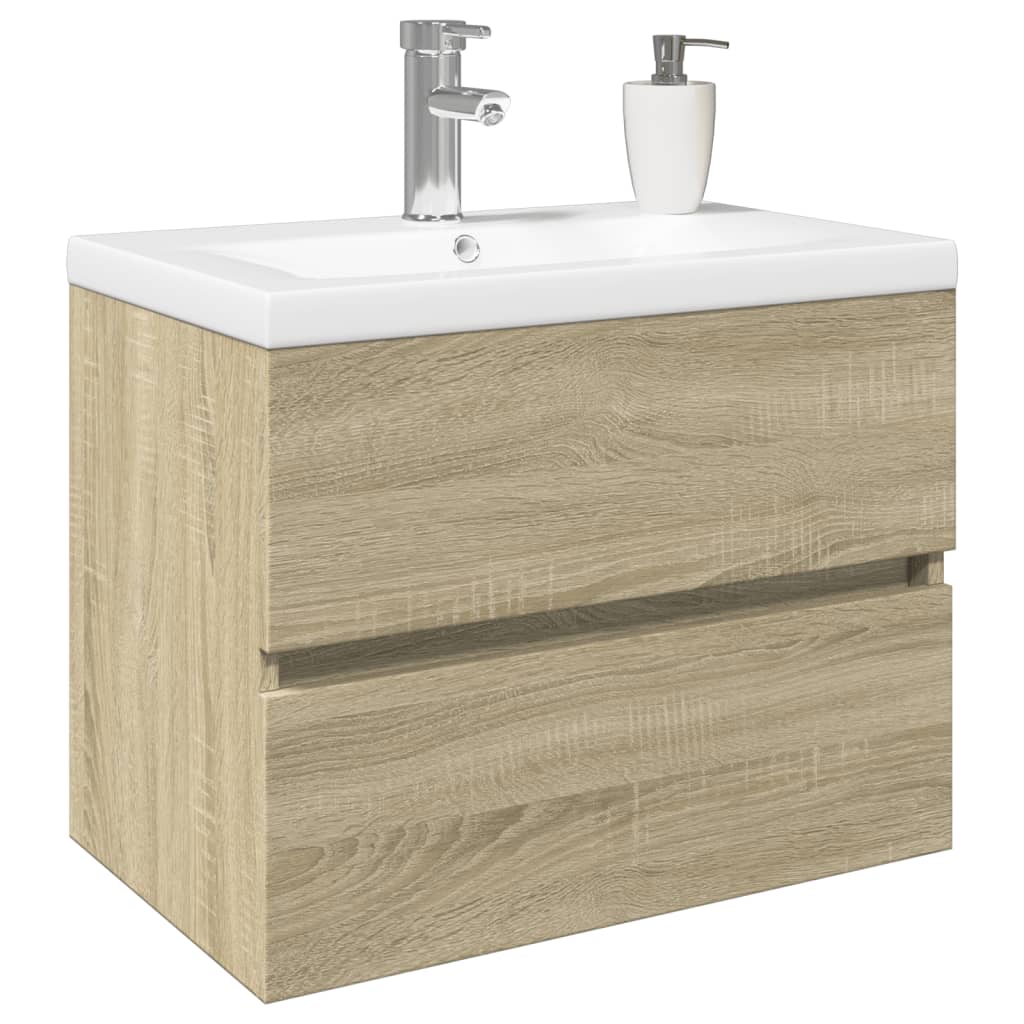 vidaXL Set mobilier de baie, 2 piese, ceramică și lemn prelucrat vidaXL Set mobilier de baie, 2 piese, ceramică și lemn prelucrat