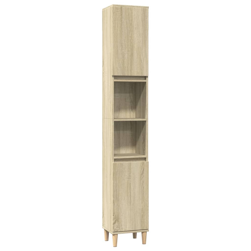 vidaXL Set mobilier de baie, 3 piese, stejar sonoma, lemn prelucrat