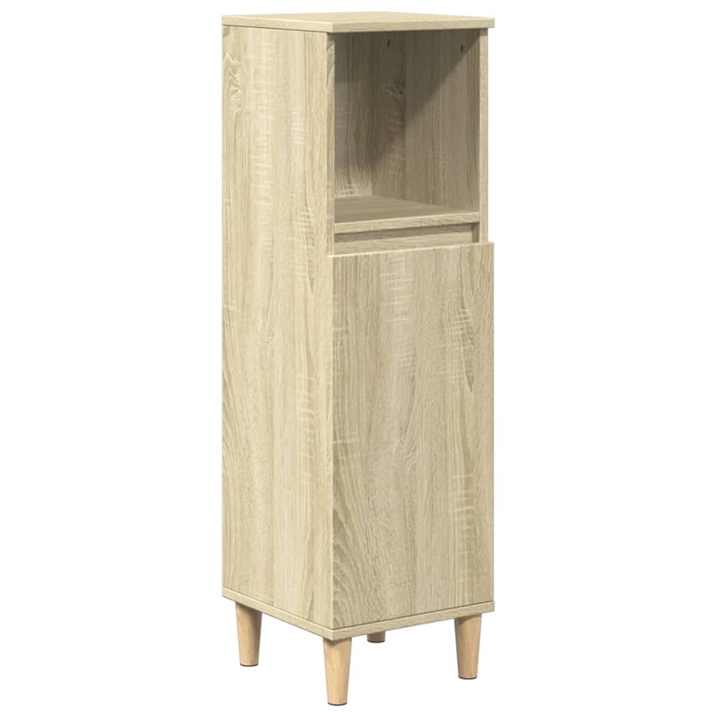 vidaXL Set mobilier de baie, 3 piese, stejar sonoma, lemn prelucrat