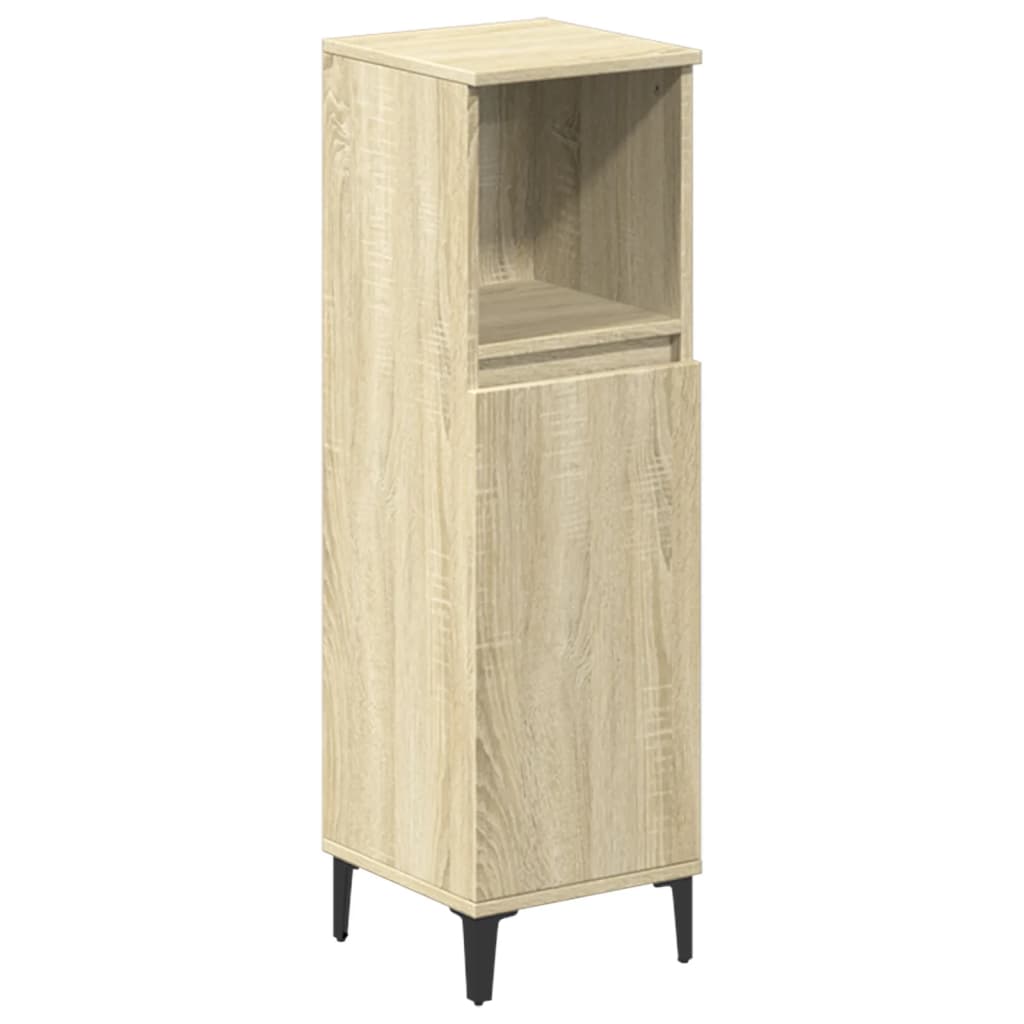 vidaXL Set mobilier de baie, 3 piese, stejar sonoma, lemn prelucrat