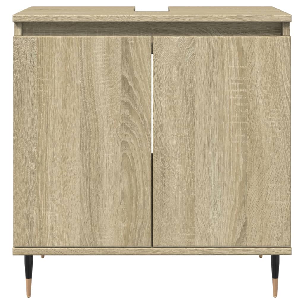 vidaXL Set mobilier de baie, 3 piese, stejar sonoma, lemn prelucrat