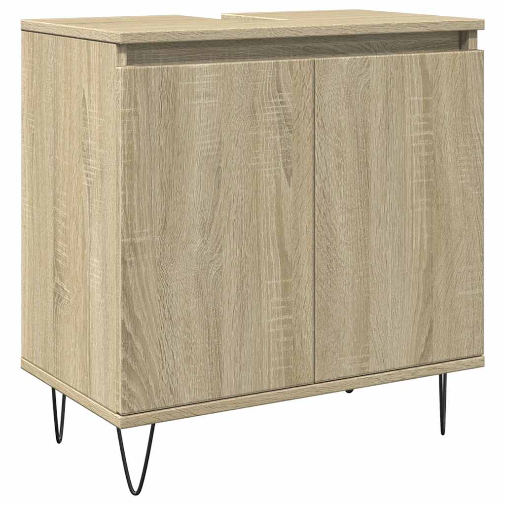 vidaXL Set mobilier de baie, 3 piese, stejar sonoma, lemn prelucrat vidaXL Set mobilier de baie, 3 piese, stejar sonoma, lemn prelucrat