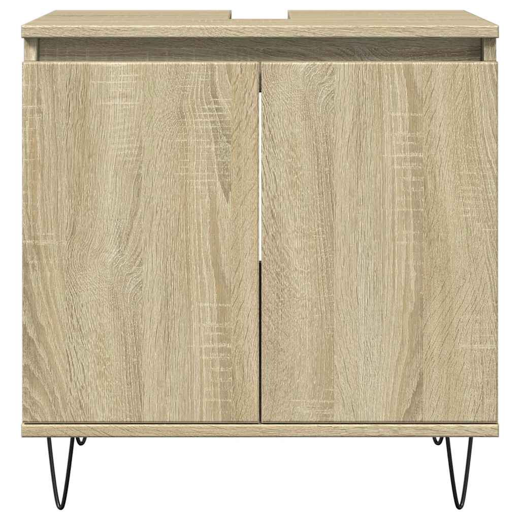 vidaXL Set mobilier de baie, 3 piese, stejar sonoma, lemn prelucrat vidaXL Set mobilier de baie, 3 piese, stejar sonoma, lemn prelucrat