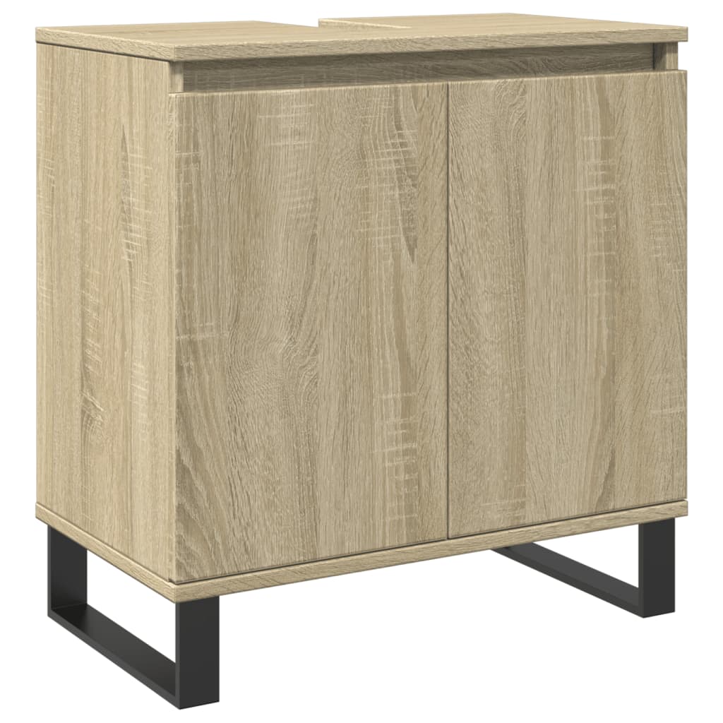 vidaXL Set mobilier de baie, 3 piese, stejar sonoma, lemn prelucrat vidaXL Set mobilier de baie, 3 piese, stejar sonoma, lemn prelucrat