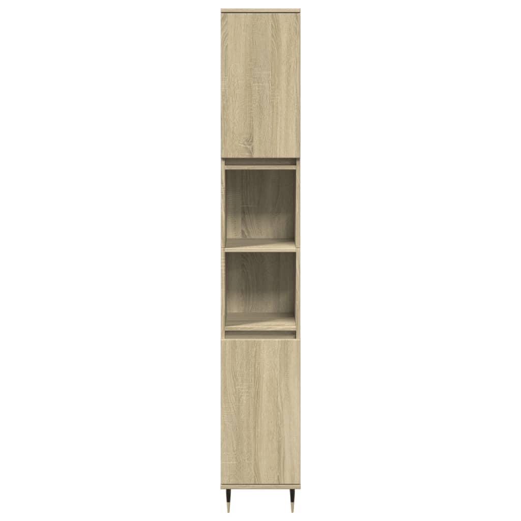 vidaXL Set mobilier de baie, 3 piese, stejar sonoma, lemn prelucrat