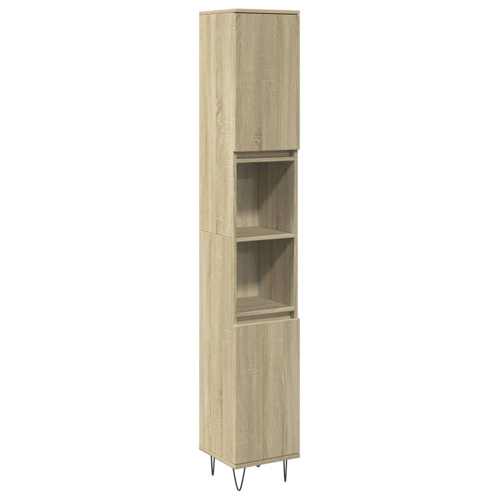vidaXL Set mobilier de baie, 3 piese, stejar sonoma, lemn prelucrat vidaXL Set mobilier de baie, 3 piese, stejar sonoma, lemn prelucrat