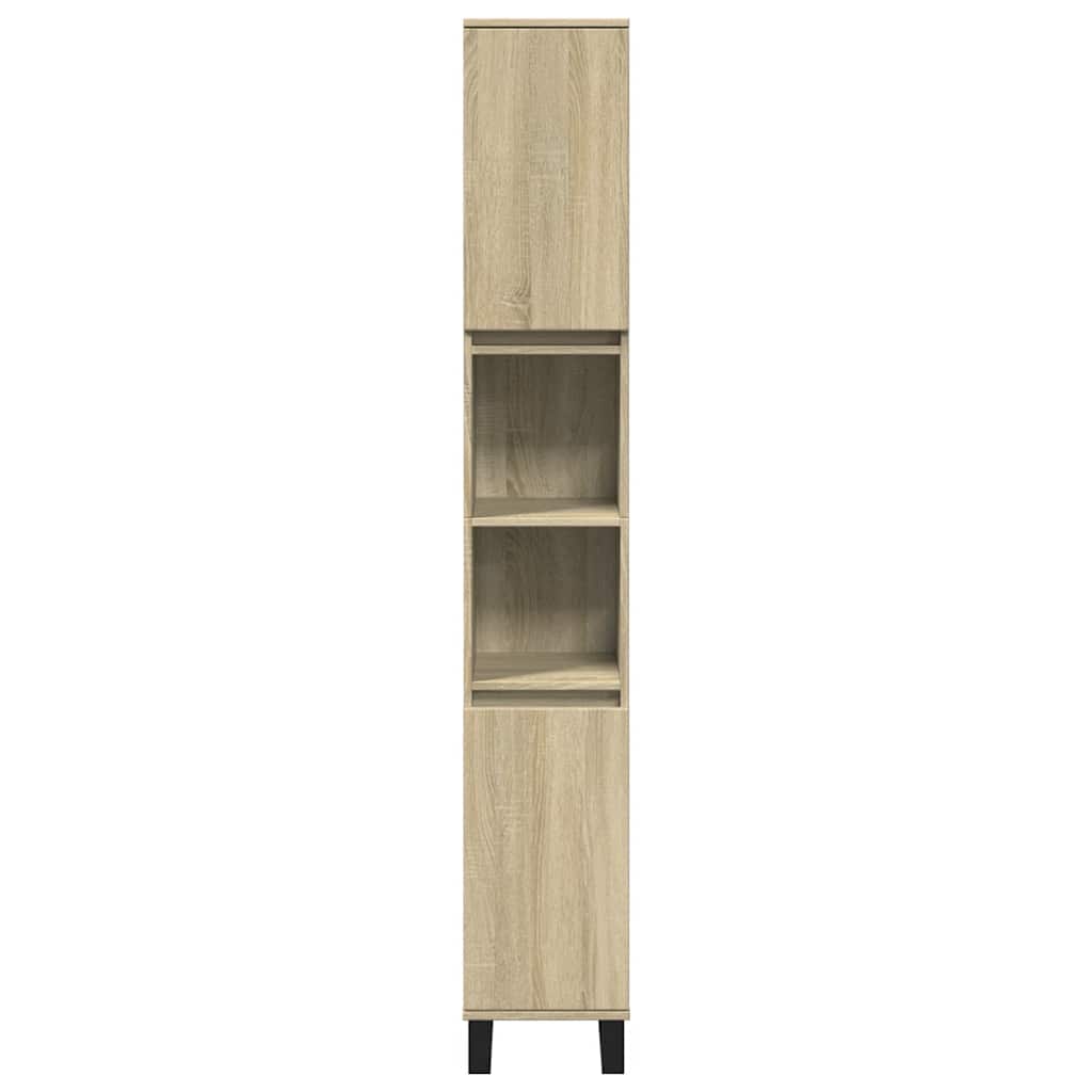 vidaXL Set mobilier de baie, 3 piese, stejar sonoma, lemn prelucrat