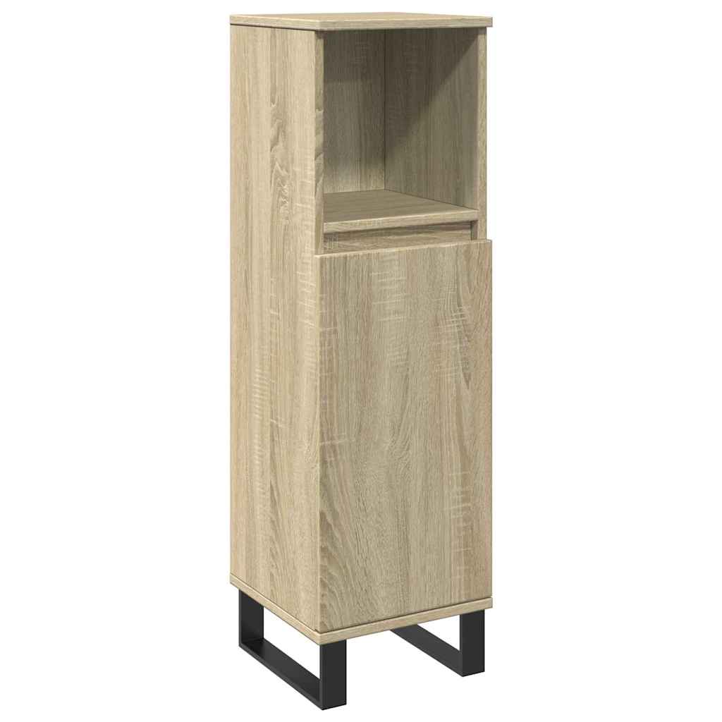 vidaXL Set mobilier de baie, 3 piese, stejar sonoma, lemn prelucrat