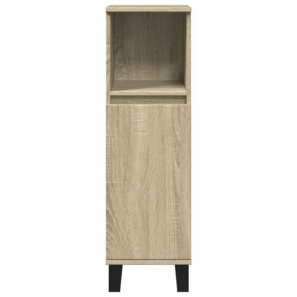 vidaXL Set mobilier de baie, 3 piese, stejar sonoma, lemn prelucrat