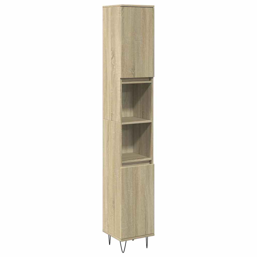 vidaXL Set mobilier de baie, 3 piese, stejar sonoma, lemn prelucrat vidaXL Set mobilier de baie, 3 piese, stejar sonoma, lemn prelucrat
