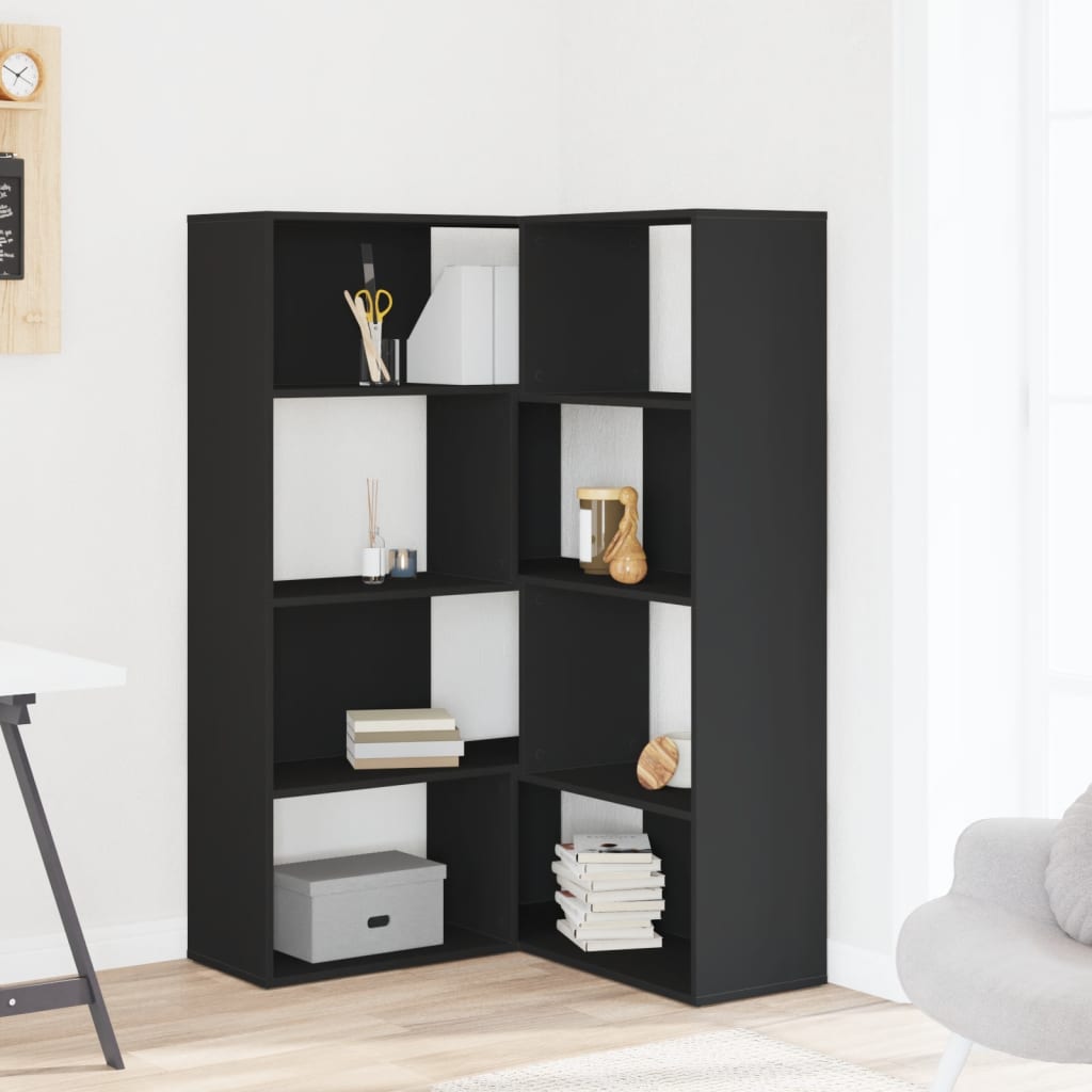 vidaXL Bibliotecă 4 niveluri, negru, 85x85x140 cm, lemn prelucrat vidaXL Bibliotecă 4 niveluri, negru, 85x85x140 cm, lemn prelucrat