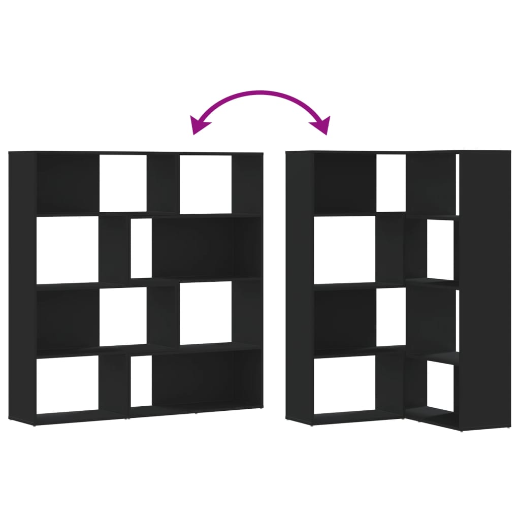 vidaXL Bibliotecă 4 niveluri, negru, 85x85x140 cm, lemn prelucrat vidaXL Bibliotecă 4 niveluri, negru, 85x85x140 cm, lemn prelucrat