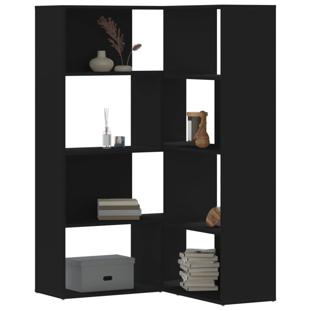 vidaXL Bibliotecă 4 niveluri, negru, 85x85x140 cm, lemn prelucrat vidaXL Bibliotecă 4 niveluri, negru, 85x85x140 cm, lemn prelucrat