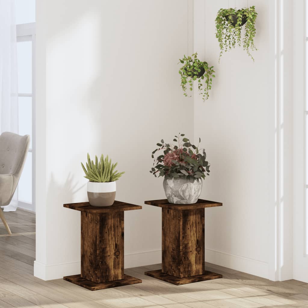 vidaXL Suporturi de plante 2 buc. stejar fumuriu 30x30x40 cm lemn vidaXL Suporturi de plante 2 buc. stejar fumuriu 30x30x40 cm lemn