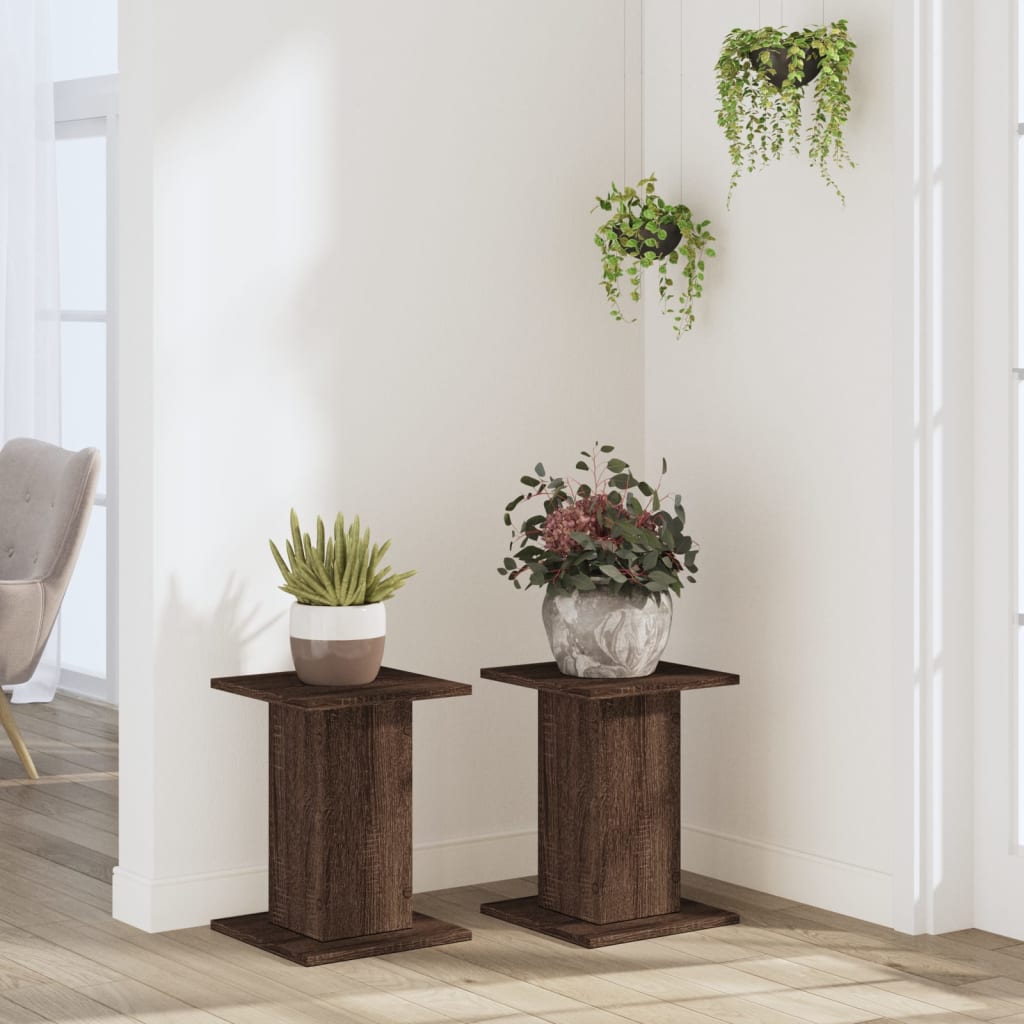 vidaXL Suporturi plante 2 buc. stejar maro 30x30x40 cm lemn prelucrat vidaXL Suporturi plante 2 buc. stejar maro 30x30x40 cm lemn prelucrat