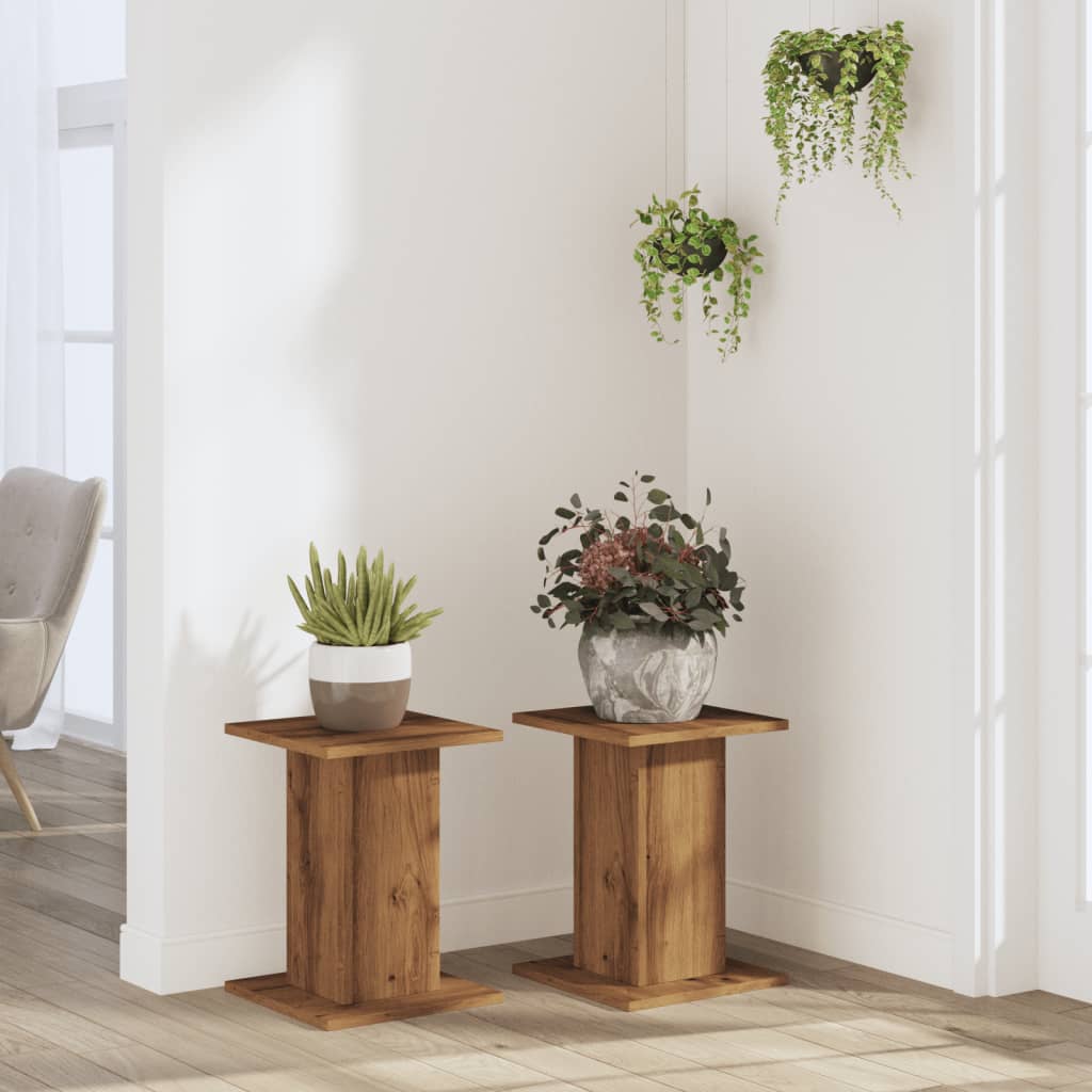 vidaXL Suporturi de plante, 2 buc., stejar artizanal, 30x30x40cm, lemn vidaXL Suporturi de plante, 2 buc., stejar artizanal, 30x30x40cm, lemn