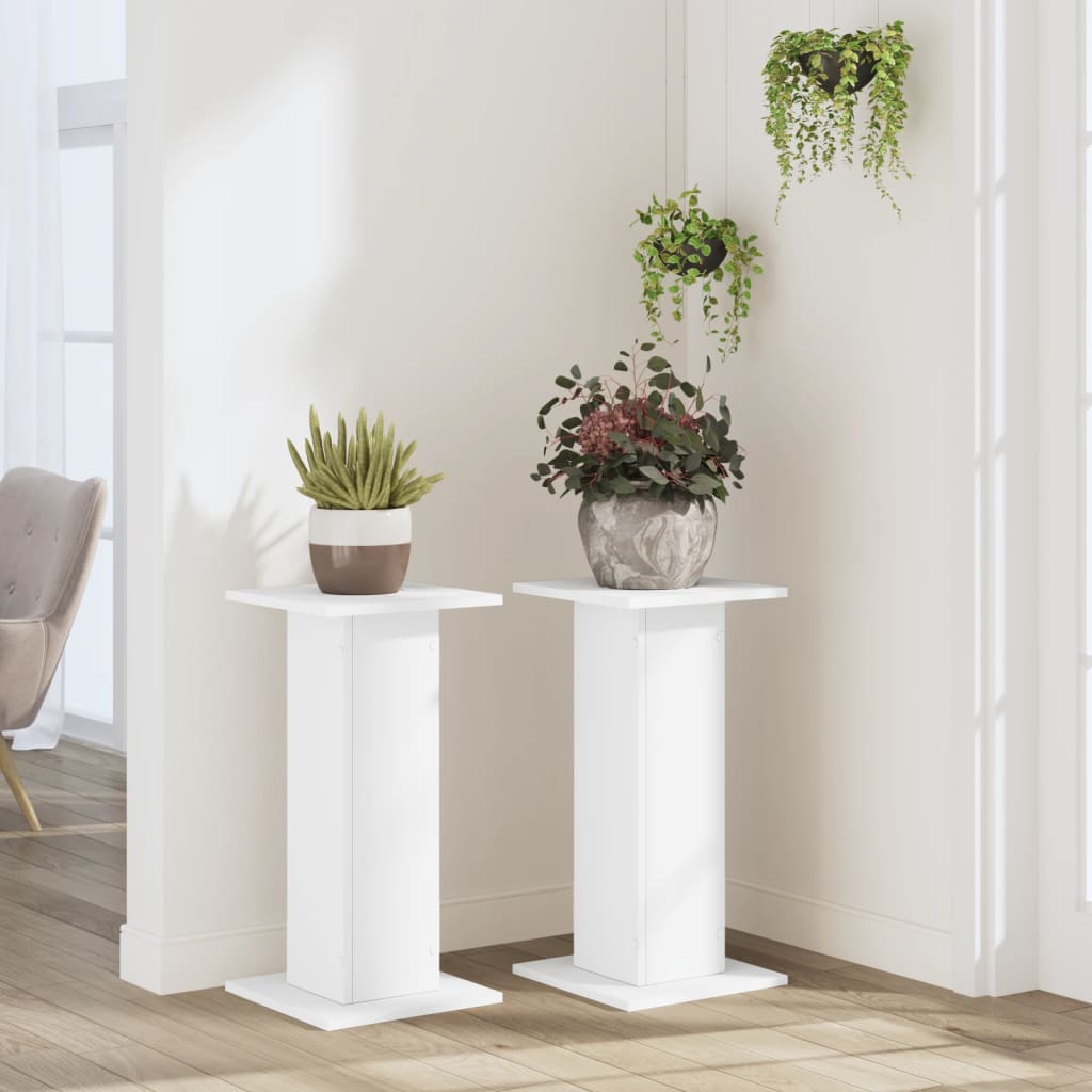 vidaXL Suporturi de plante, 2 buc., alb, 30x30x60 cm, lemn prelucrat vidaXL Suporturi de plante, 2 buc., alb, 30x30x60 cm, lemn prelucrat