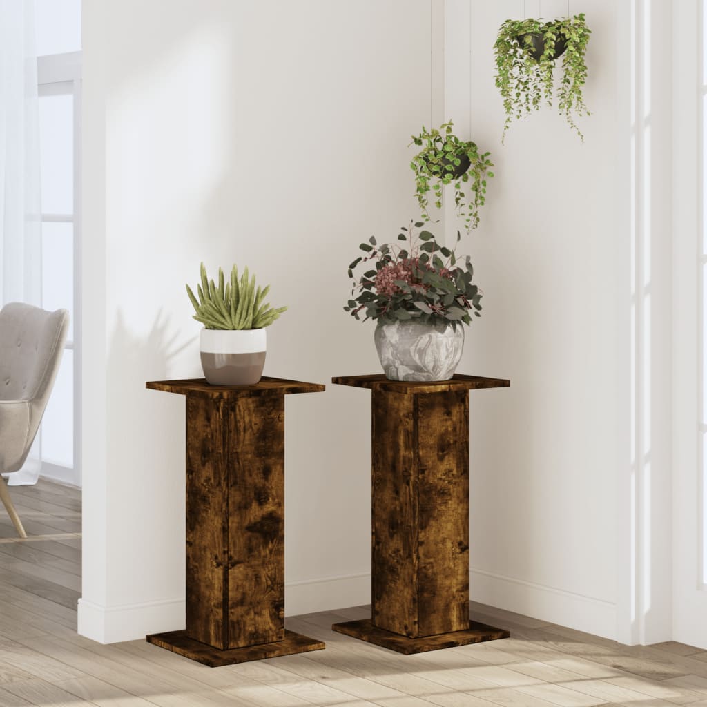 vidaXL Suporturi de plante 2 buc. stejar fumuriu 30x30x60 cm lemn vidaXL Suporturi de plante 2 buc. stejar fumuriu 30x30x60 cm lemn