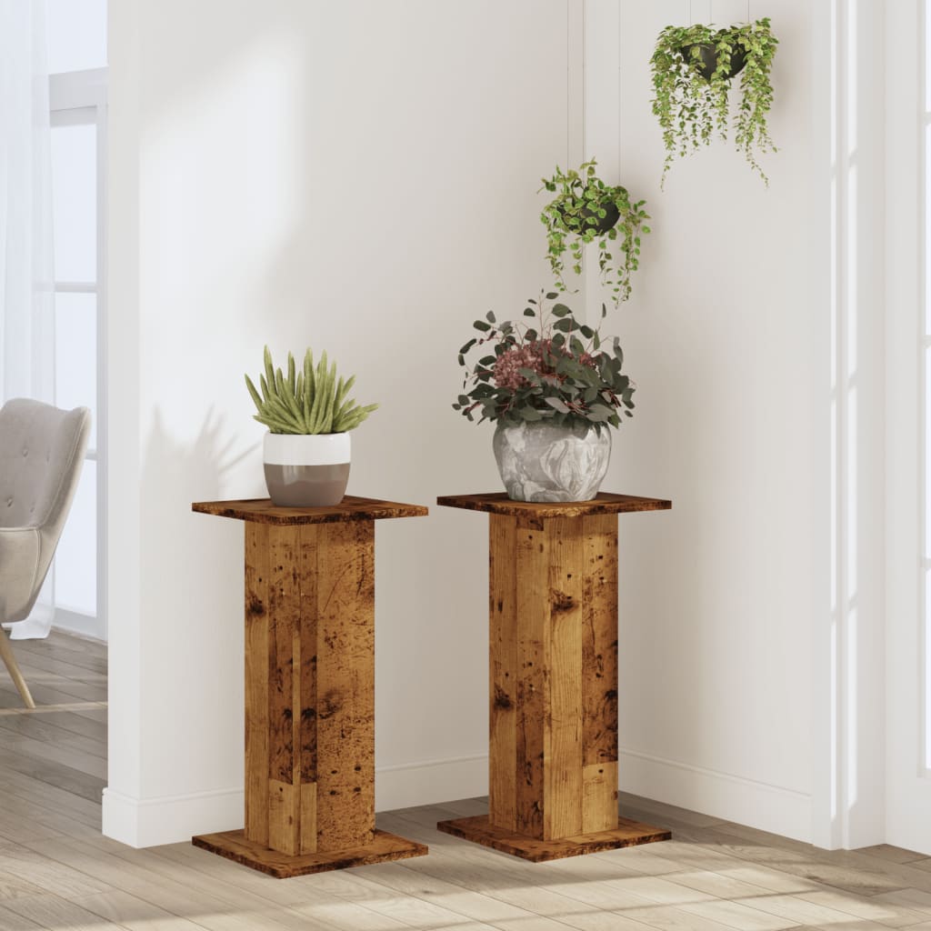 vidaXL Suporturi de plante 2 buc. lemn vechi 30x30x60cm lemn prelucrat vidaXL Suporturi de plante 2 buc. lemn vechi 30x30x60cm lemn prelucrat