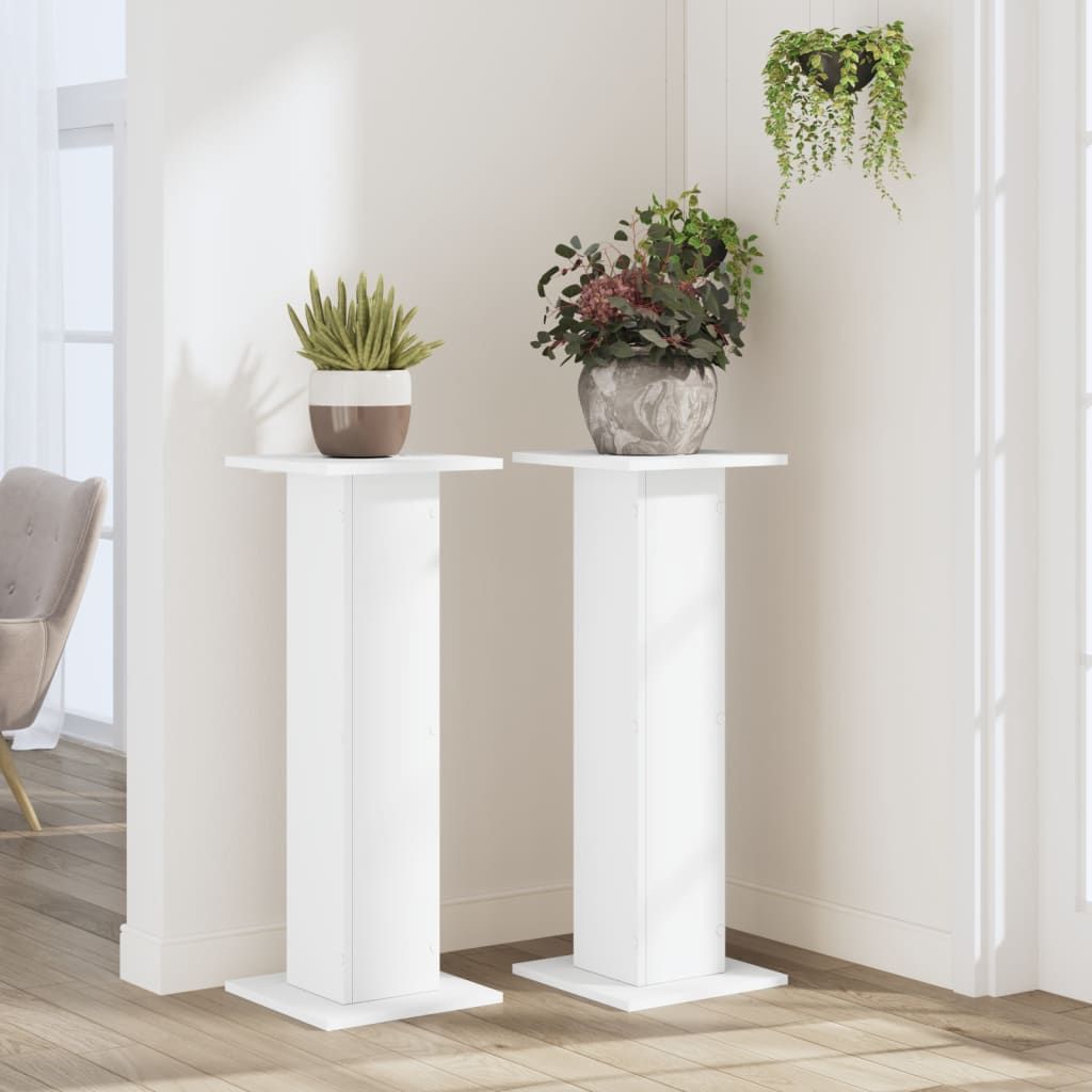 vidaXL Suporturi de plante, 2 buc., alb, 30x30x80 cm, lemn prelucrat vidaXL Suporturi de plante, 2 buc., alb, 30x30x80 cm, lemn prelucrat