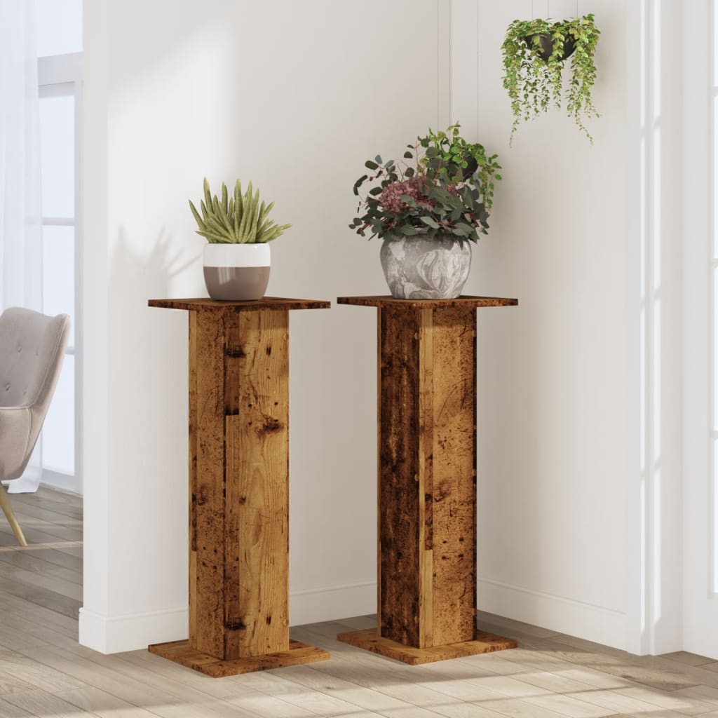 vidaXL Suporturi de plante 2 buc. lemn vechi 30x30x80cm lemn prelucrat vidaXL Suporturi de plante 2 buc. lemn vechi 30x30x80cm lemn prelucrat