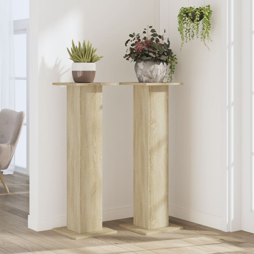 vidaXL Suporturi plante 2 buc. stejar sonoma 30x30x95cm lemn prelucrat vidaXL Suporturi plante 2 buc. stejar sonoma 30x30x95cm lemn prelucrat