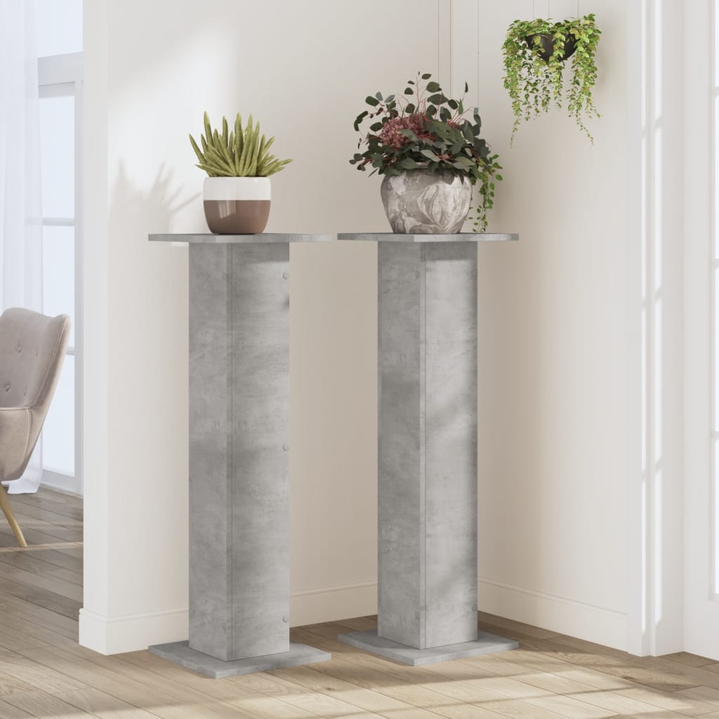vidaXL Suport de plante, 2 buc., gri beton, 30x30x95 cm lemn prelucrat vidaXL Suport de plante, 2 buc., gri beton, 30x30x95 cm lemn prelucrat
