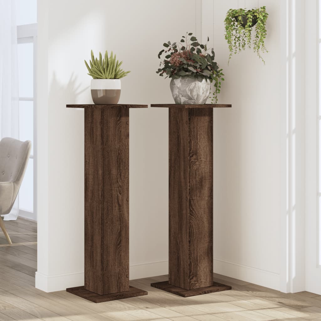 vidaXL Suporturi plante 2 buc. stejar maro 30x30x95 cm lemn prelucrat vidaXL Suporturi plante 2 buc. stejar maro 30x30x95 cm lemn prelucrat