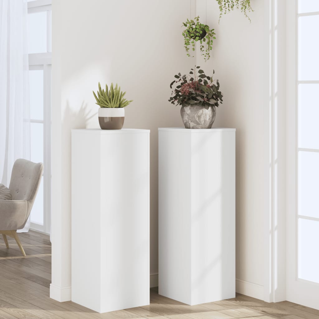 vidaXL Suporturi plante, 2 buc., alb, 33x33x100 cm, lemn prelucrat vidaXL Suporturi plante, 2 buc., alb, 33x33x100 cm, lemn prelucrat