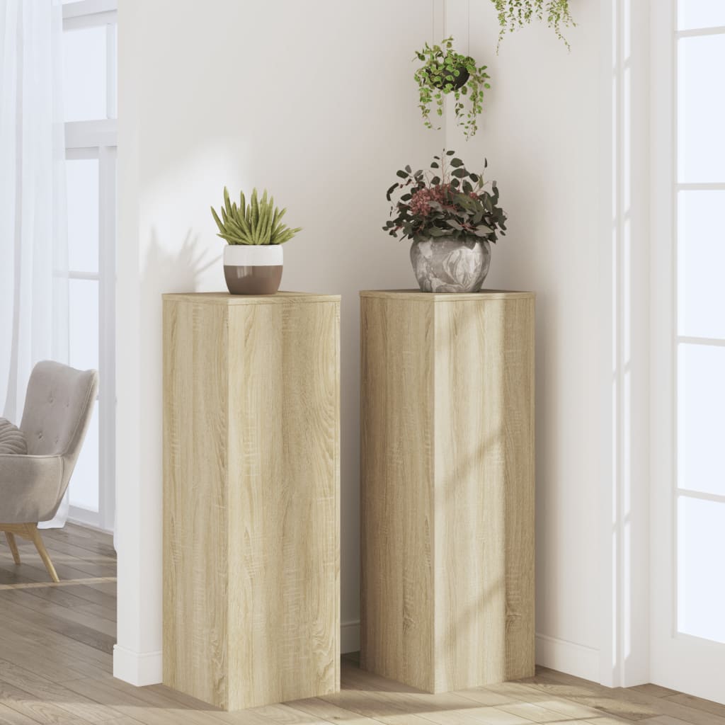 vidaXL Suporturi plante 2 buc stejar sonoma 33x33x100cm lemn prelucrat